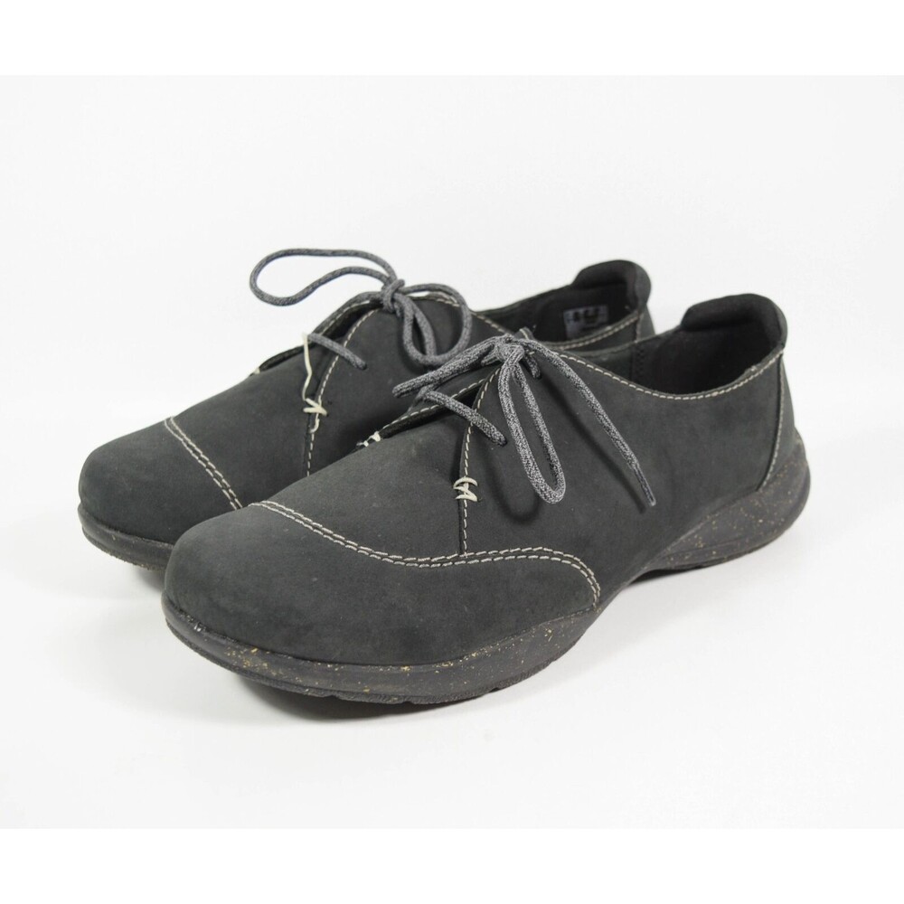 Clarks Collection Black Suede Lace Up Stitch Slip On Comfort Shoes Sz 11W